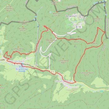 Châteaux et rochers autour d’Obersteinbach GPS track, route, trail