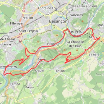 Chemins du Sud de Besançon GPS track, route, trail