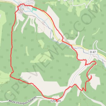 Randonnée à Eybenes - boucle des Moulins GPS track, route, trail