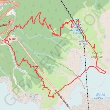 Gare des Glaciers - Glacier des Pélerins - Plan de l'Aiguille GPS track, route, trail