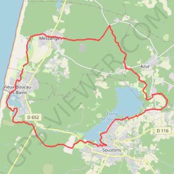 Vieux-Boucau - Messanges - Soustons GPS track, route, trail