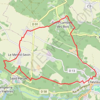 De Saint-Lambert à Chevreuse GPS track, route, trail