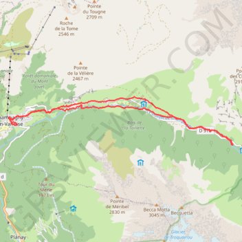 Randonnée à Champagny la Vanoise GPS track, route, trail