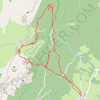 Pas de la Rousse Charmille, couloir Est (Chartreuse) GPS track, route, trail