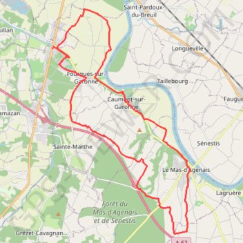 Circuit Garonne et canal - Fourques-sur-Garonne GPS track, route, trail