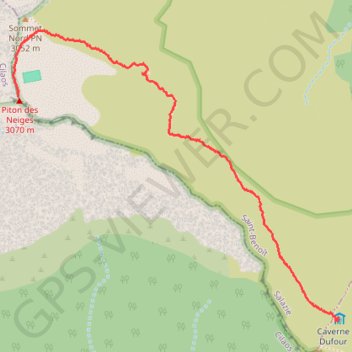 Gite Caverne Dufour au sommet du Piton des Neiges GPS track, route, trail