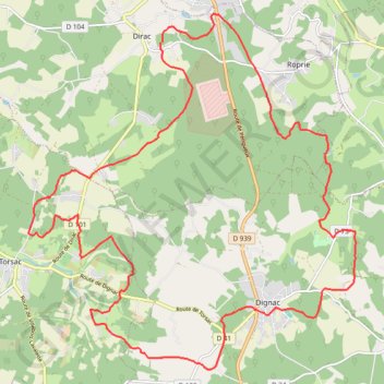 Dirac vers Dignac 28.9 kms GPS track, route, trail