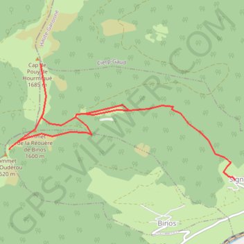 Sommet de l'Oudérou et cap de Pouy de Hourmigué depuis Signac GPS track, route, trail