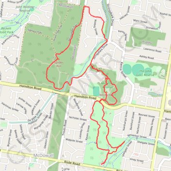Chermside Hills Reserves Circuit GPS track, route, trail