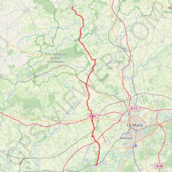 Itinéraire aller Saint Léonard des Bois GPS track, route, trail