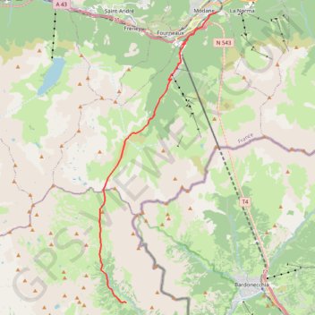 GR 5 de Modane au refuge Terzo Alpini GPS track, route, trail
