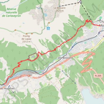 Randonnée Les Houches > Petit Balcon Sud > Chamonix GPS track, route, trail