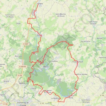 Antigny Mervent GPS track, route, trail