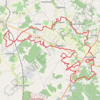 VTT - Montlieu - 66km GPS track, route, trail