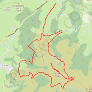 Tour et sommet de l'Errebi depuis Pinodieta GPS track, route, trail
