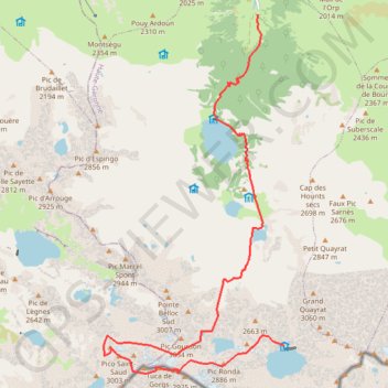 Crête des Gourgs Blancs depuis le refuge du Portillon GPS track, route, trail