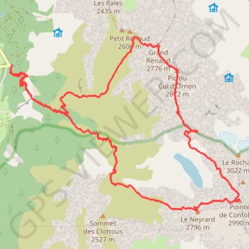 Grand Renaud Pointe de Confolens par le col d'Ornon GPS track, route, trail