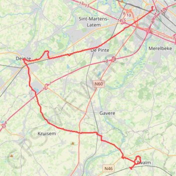 Ledeberg-SDB-via Deinze 43k GPS track, route, trail