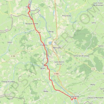 Itinéraire de 63 Grande Rue, 71340 Iguerande, France à La Croix Bouquet, 03130 Avrilly, France GPS track, route, trail