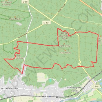 Fontainebleau Bourron-Marlotte Long Rocher GPS track, route, trail
