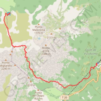 Gr 20 étape 8 GPS track, route, trail