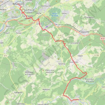 VFS - FR40 - Besançon - Ornans.gpx GPS track, route, trail