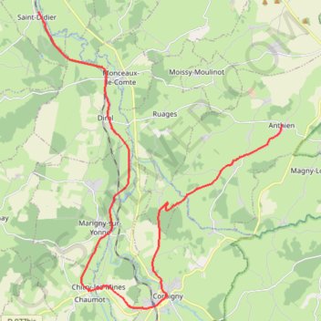 Boucle en pays Vézelien (Saint-Didier - Anthien) GPS track, route, trail