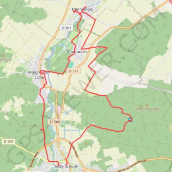 MILLY LA FORET DAMNEMOIS GPS track, route, trail