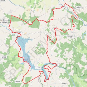 Lavaud Lacs Haute Charente 33 kms GPS track, route, trail