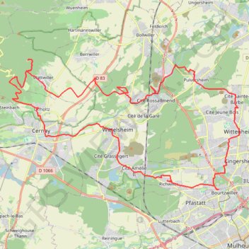 Mulhouse - Uffoltz - Hirtz - Staffelfelden - Mulhouse GPS track, route, trail