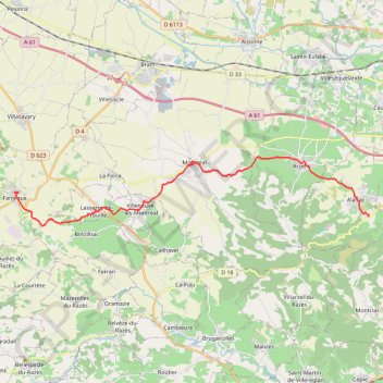 Chemin du Piemont d'Alairac à Fangeaux GPS track, route, trail