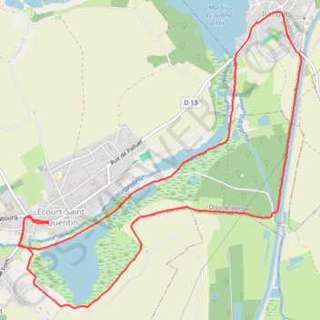 Les marais autour d'Écourt-Saint-Quentin GPS track, route, trail