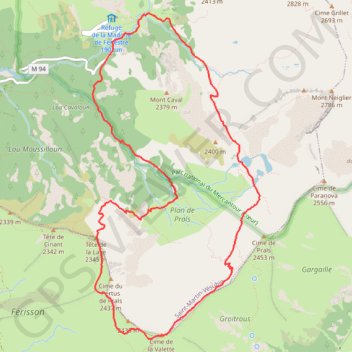 Cime de la Valette et lac de Prals GPS track, route, trail