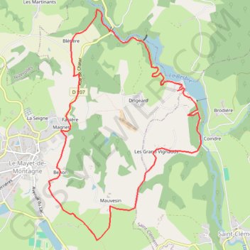 Entre Saint-Clément et Le Mayet-de-Montagne GPS track, route, trail