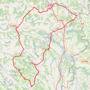Hontanx, Cazères, Geaune, Buanes, Grenade GPS track, route, trail