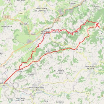 Chazelles-sur-Lyon Col des Brosse Col de la Croix de Pars GPS track, route, trail