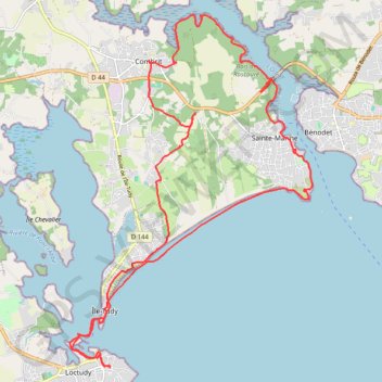 Boucle au départ de Loctudy via Sainte-Marine GPS track, route, trail