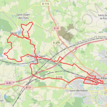 Laval par le Genest et Olivet GPS track, route, trail
