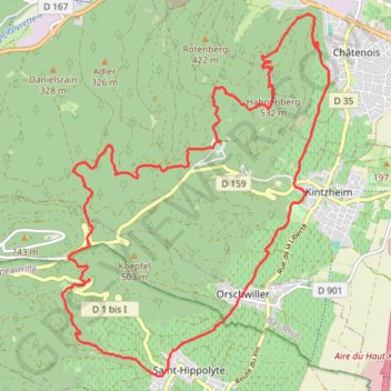 Saint-Hippolyte, Châtenois GPS track, route, trail
