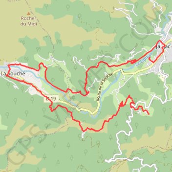 Jaujac et la vallée du Lignon GPS track, route, trail