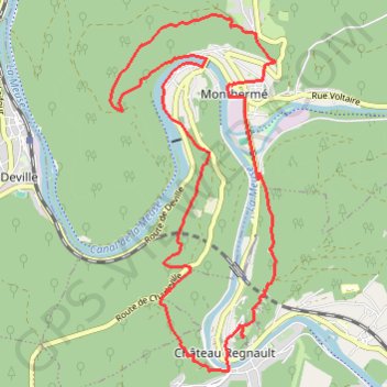 De Monthermé à Bogny sur Meuse par les sentiers de crêtes GPS track, route, trail