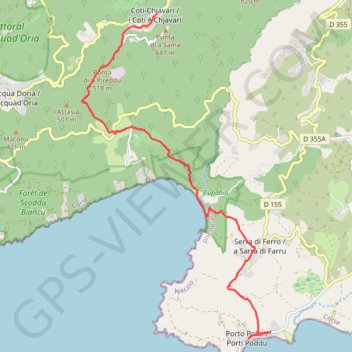 Corse du sud, Coti-Chiavari, Porto-Pollo GPS track, route, trail